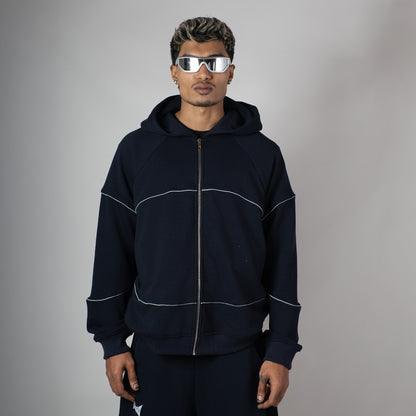 NAVY MIDNIGHT GLOW HEAVY ZIPPER HOODIE