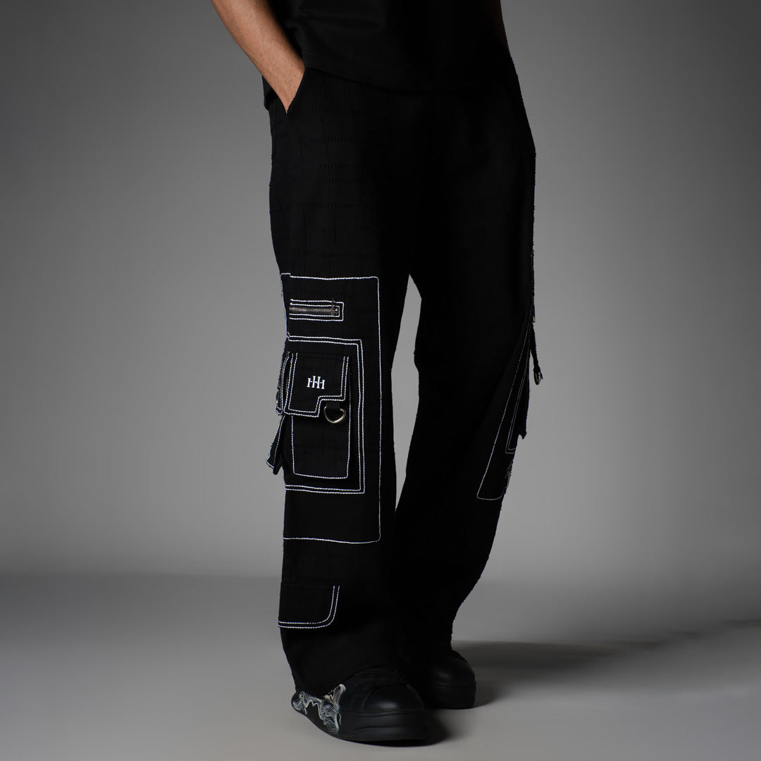 BLACK POCKET DENIM CARGO- RDX