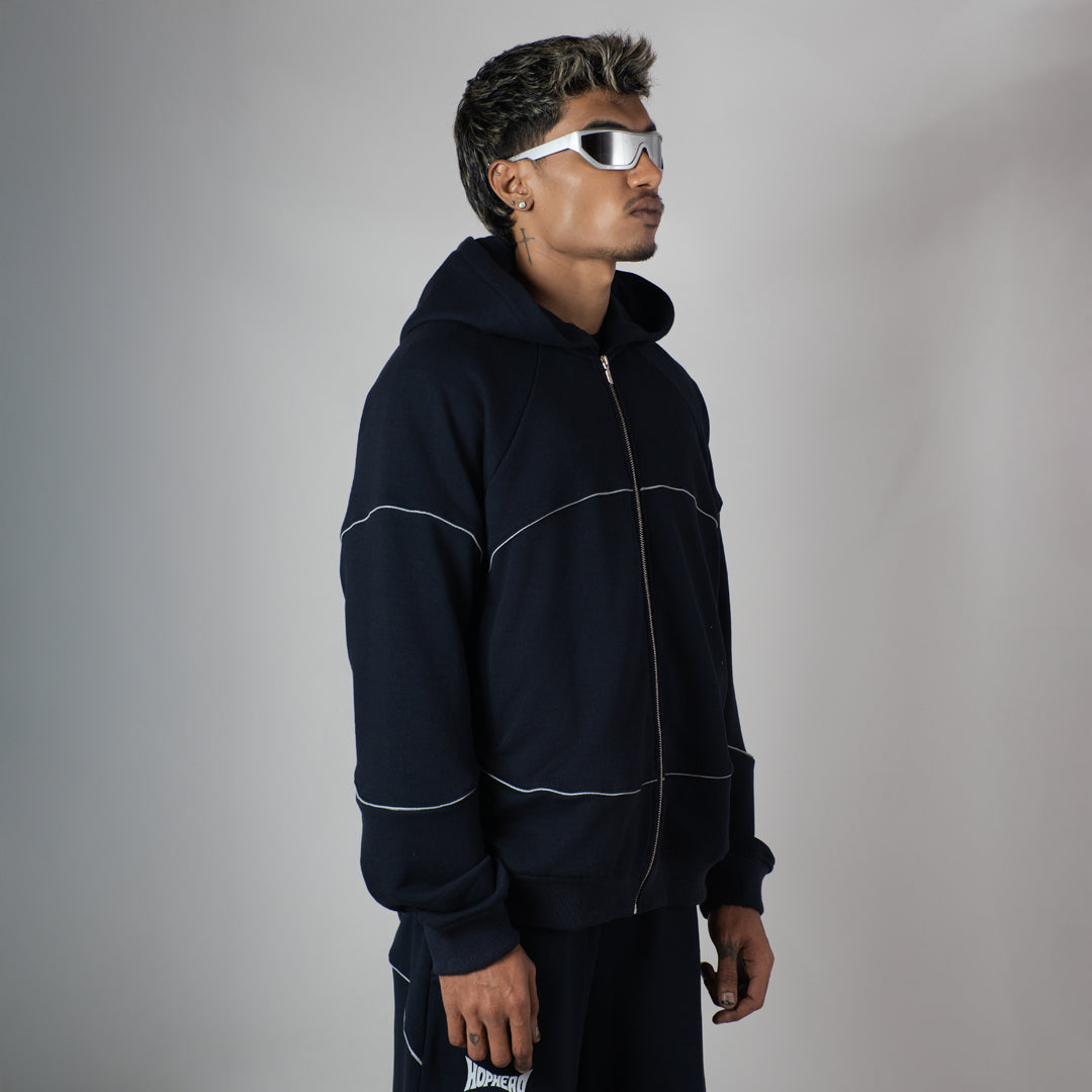 NAVY MIDNIGHT GLOW HEAVY ZIPPER HOODIE