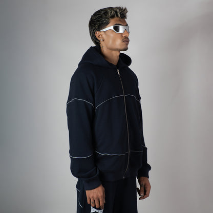 NAVY MIDNIGHT GLOW HEAVY ZIPPER HOODIE