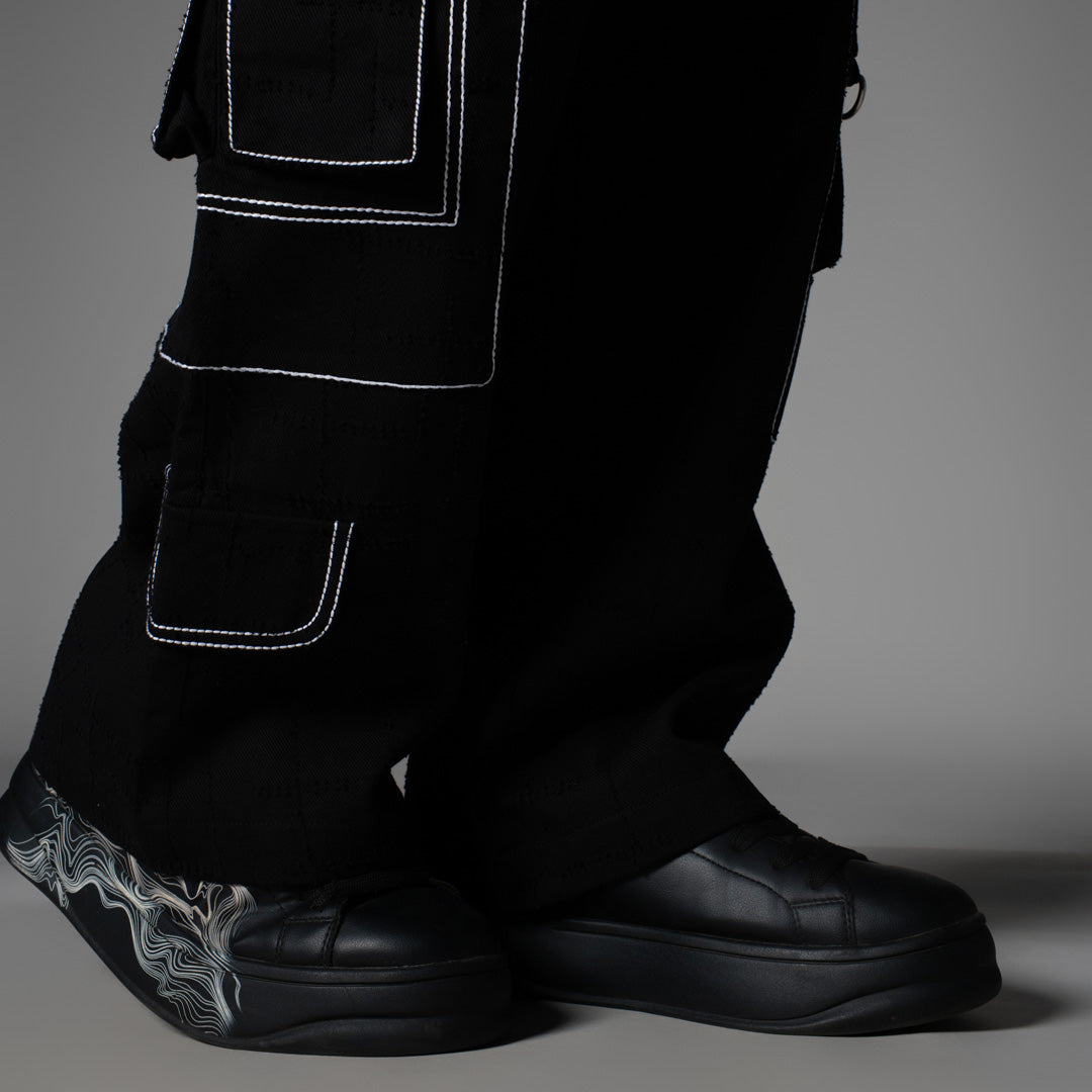 BLACK POCKET DENIM CARGO- RDX