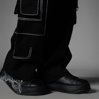 BLACK POCKET DENIM CARGO- RDX