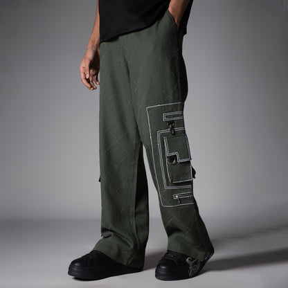 OLIVE POCKET DENIM CARGO- RDX