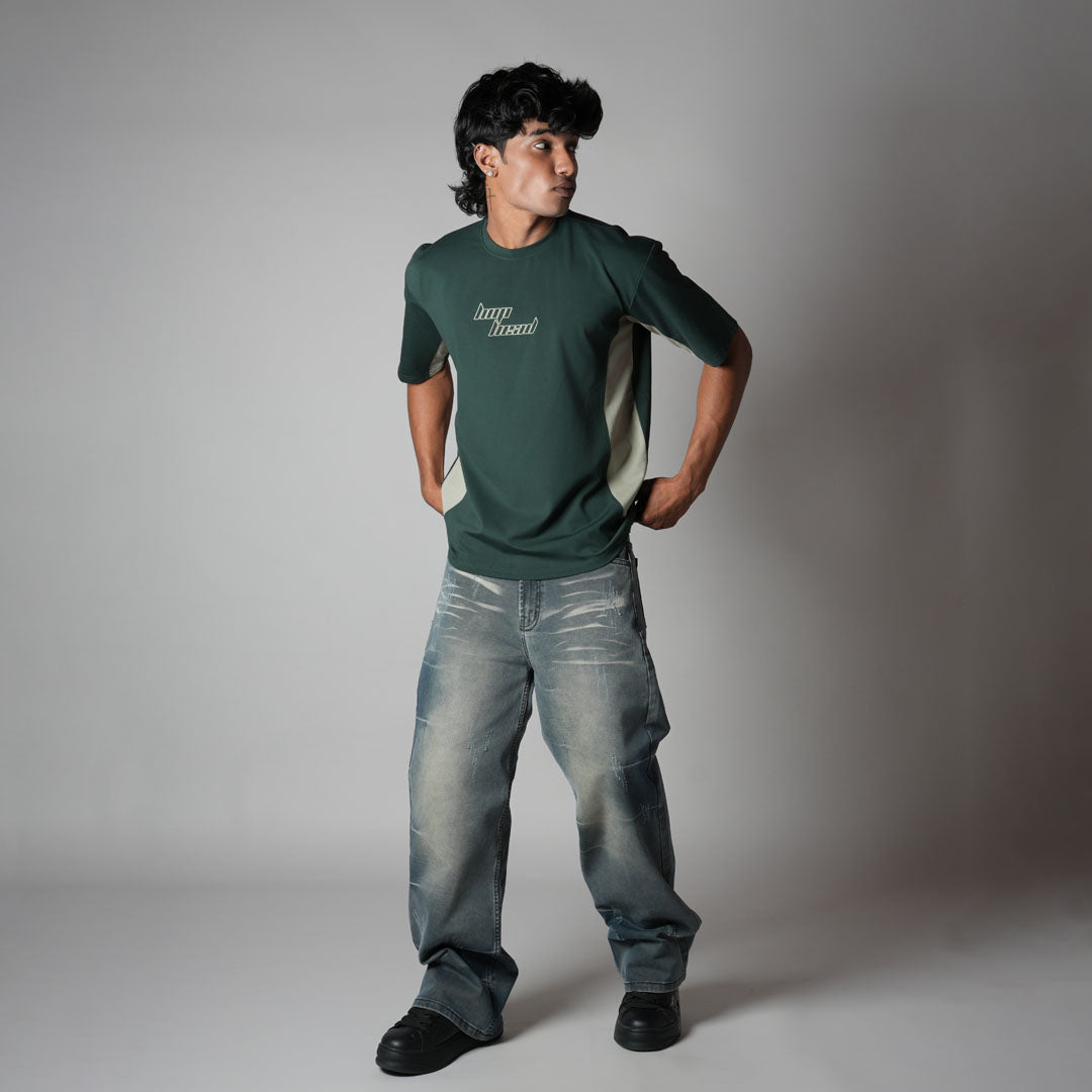 GREEN SPLITPANEL T-SHIRT