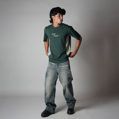 GREEN SPLITPANEL T-SHIRT