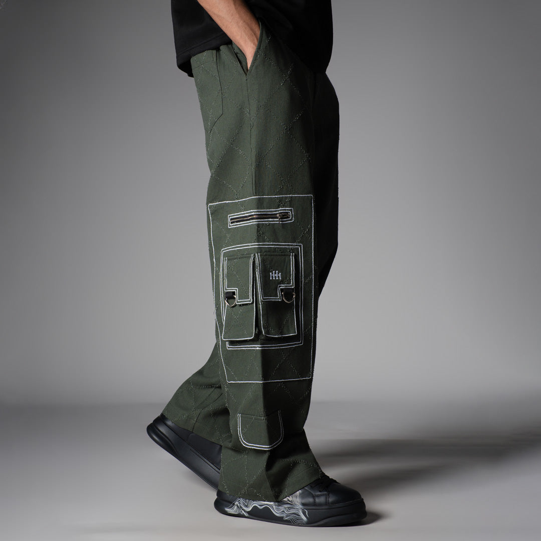 OLIVE POCKET DENIM CARGO- RDX