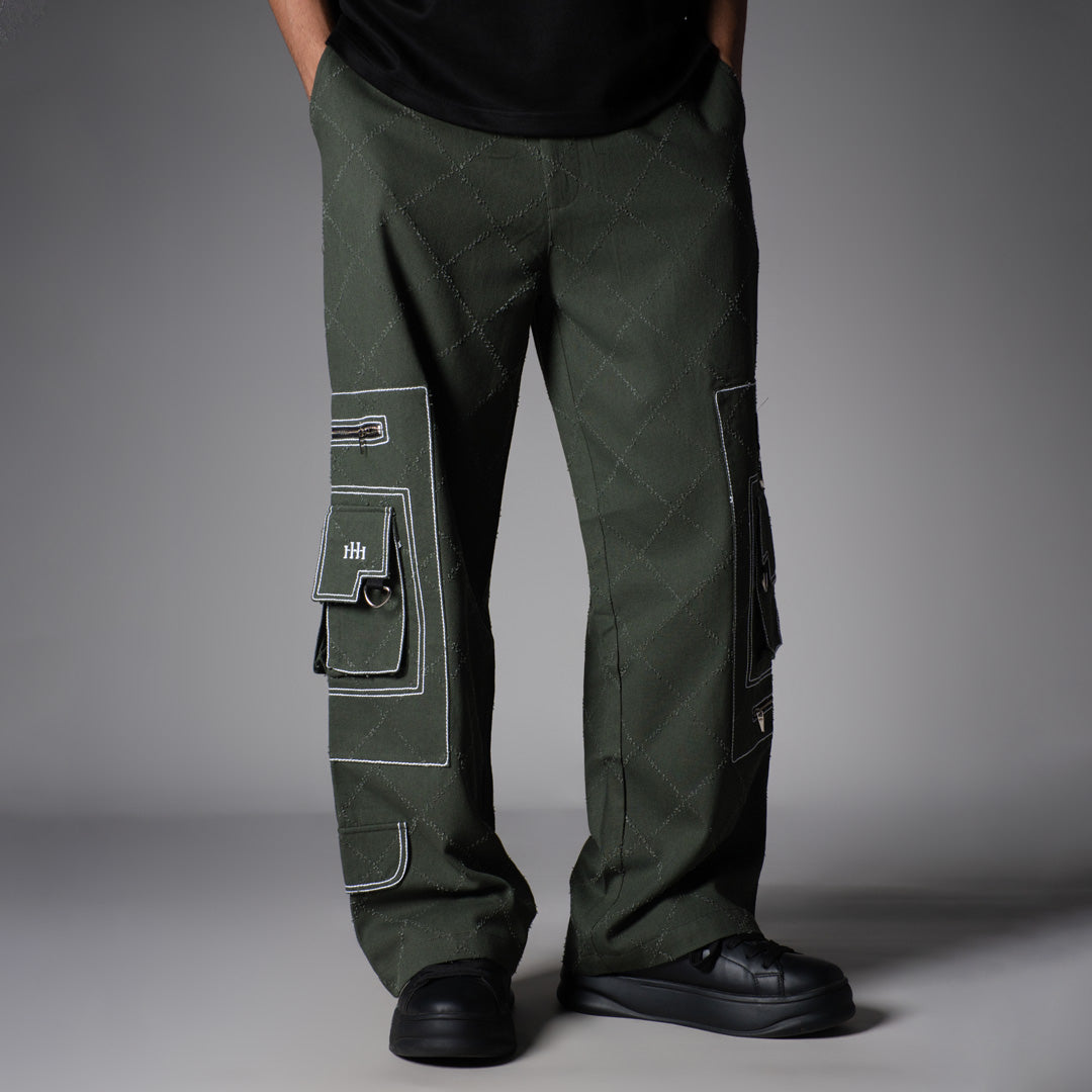 OLIVE POCKET DENIM CARGO- RDX