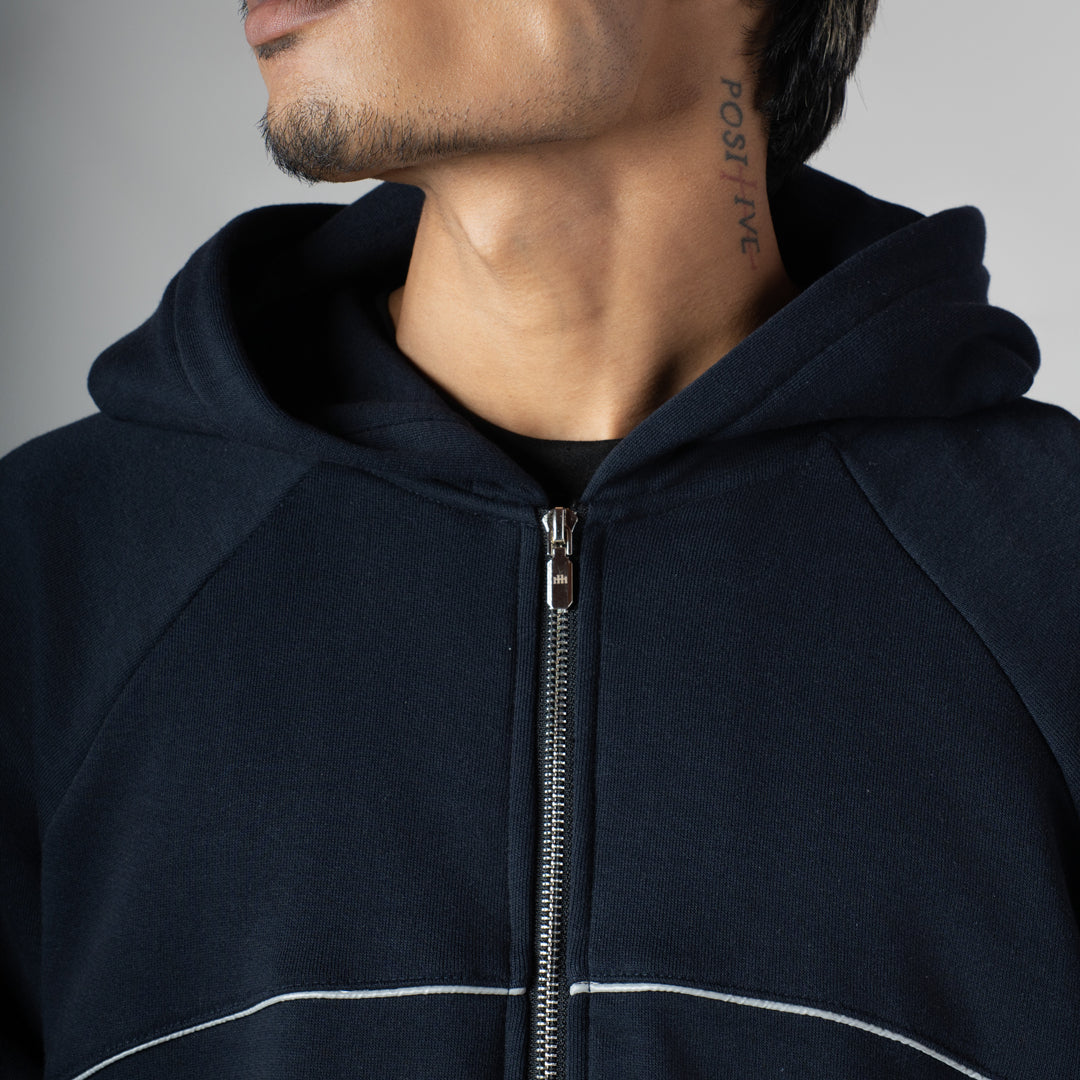 NAVY MIDNIGHT GLOW HEAVY ZIPPER HOODIE