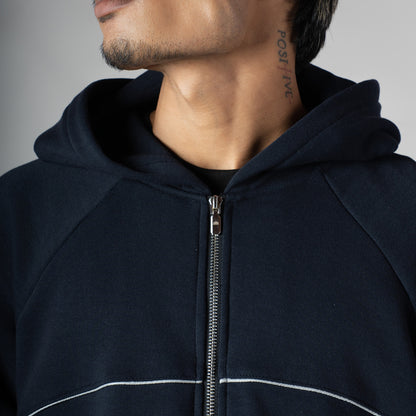 NAVY MIDNIGHT GLOW HEAVY ZIPPER HOODIE