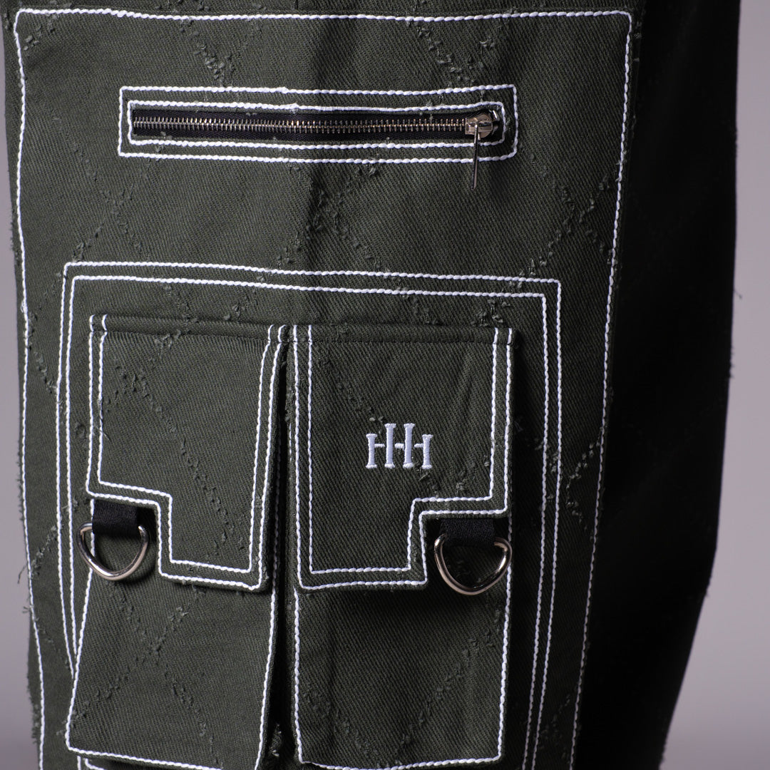 OLIVE POCKET DENIM CARGO- RDX
