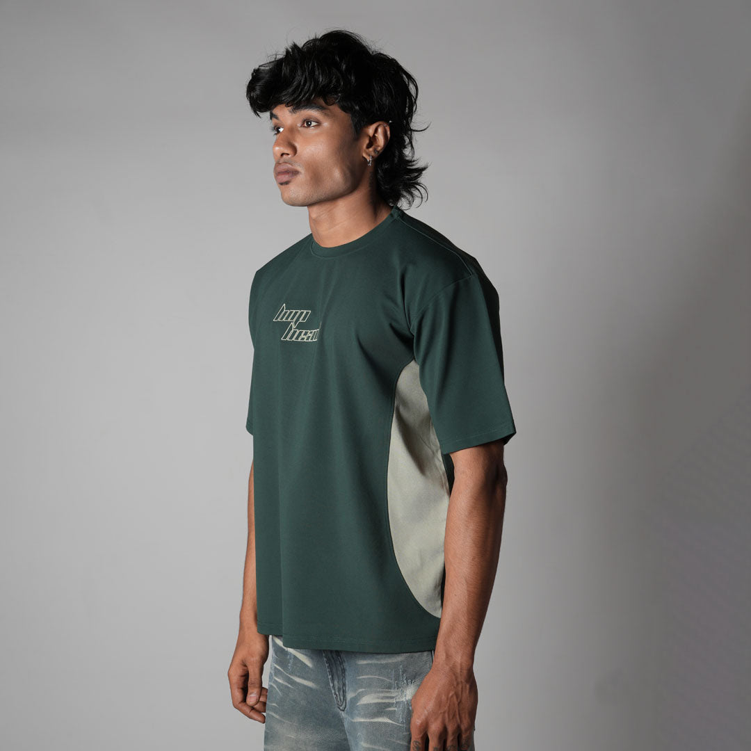 GREEN SPLITPANEL T-SHIRT