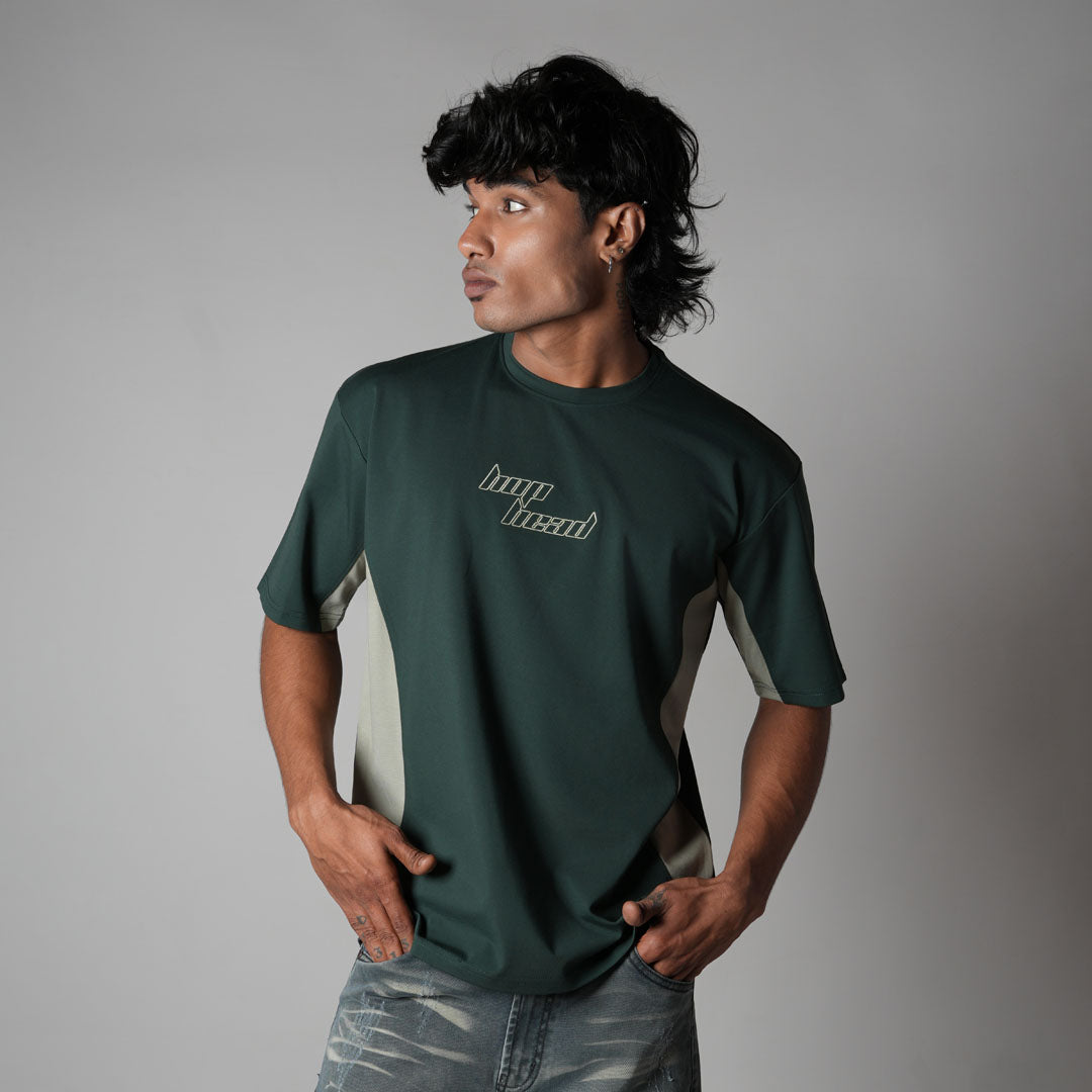 GREEN SPLITPANEL T-SHIRT
