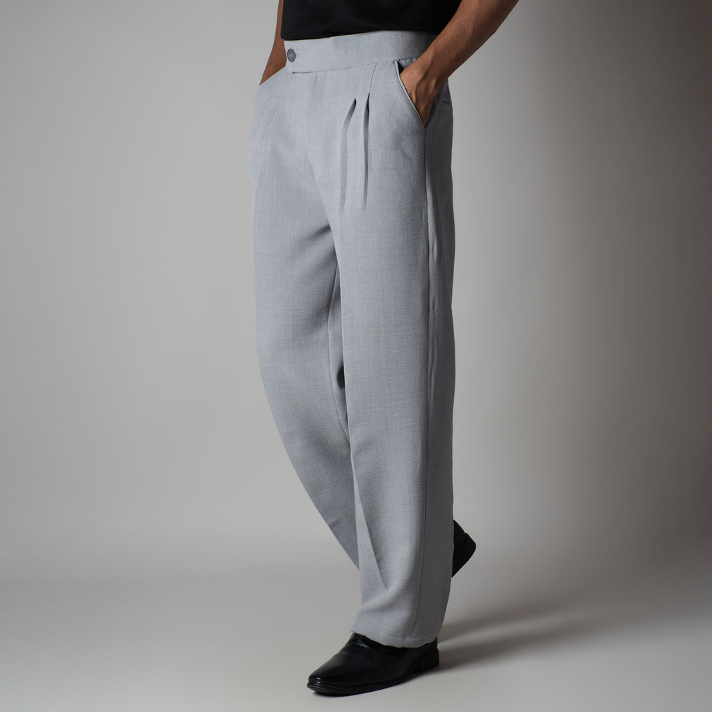 MOON GREY SINGLE BUTTON TROUSER