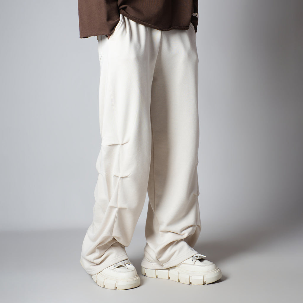 IVORY FIVE TUCKS SWEATPANTS
