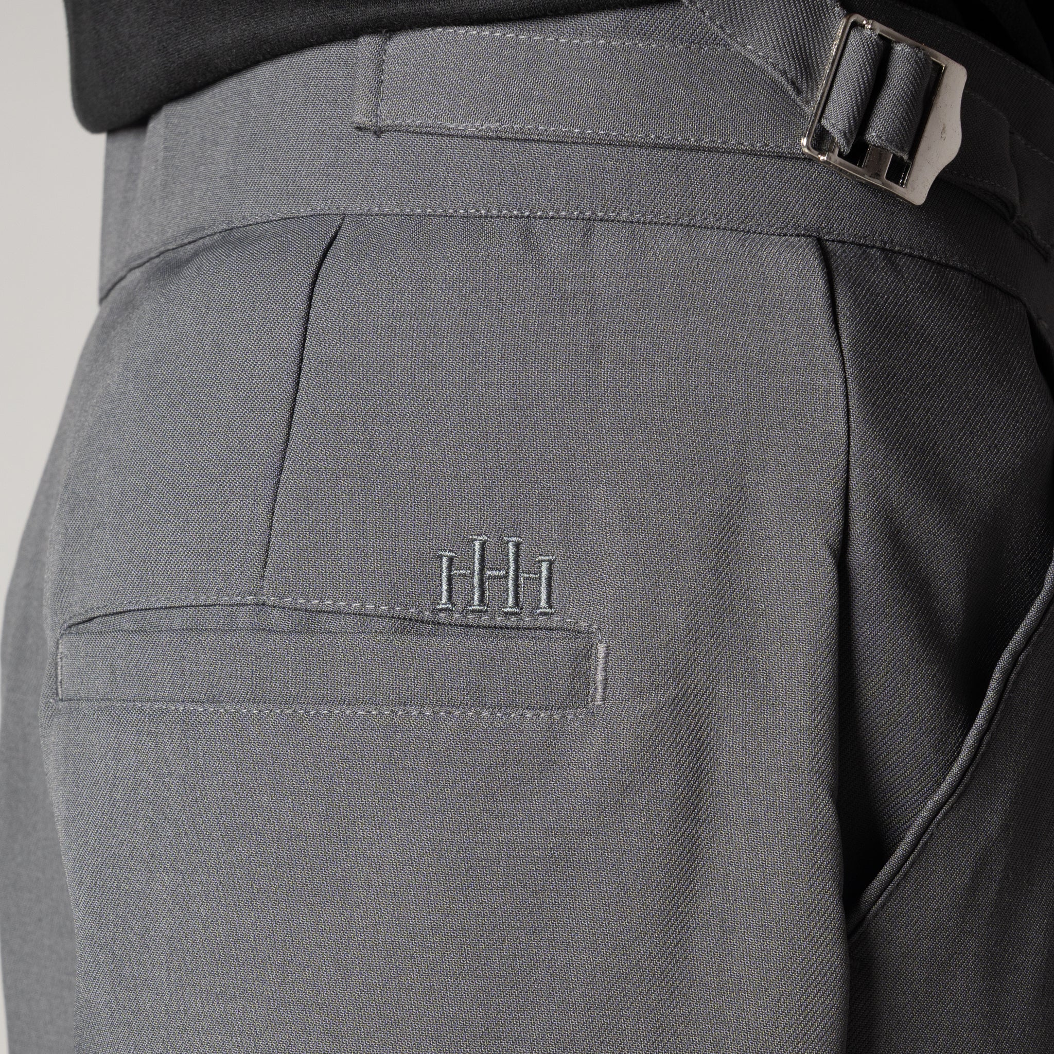 CHARCOAL DOUBLE PLEAT STRAIGHT FIT TROUSER