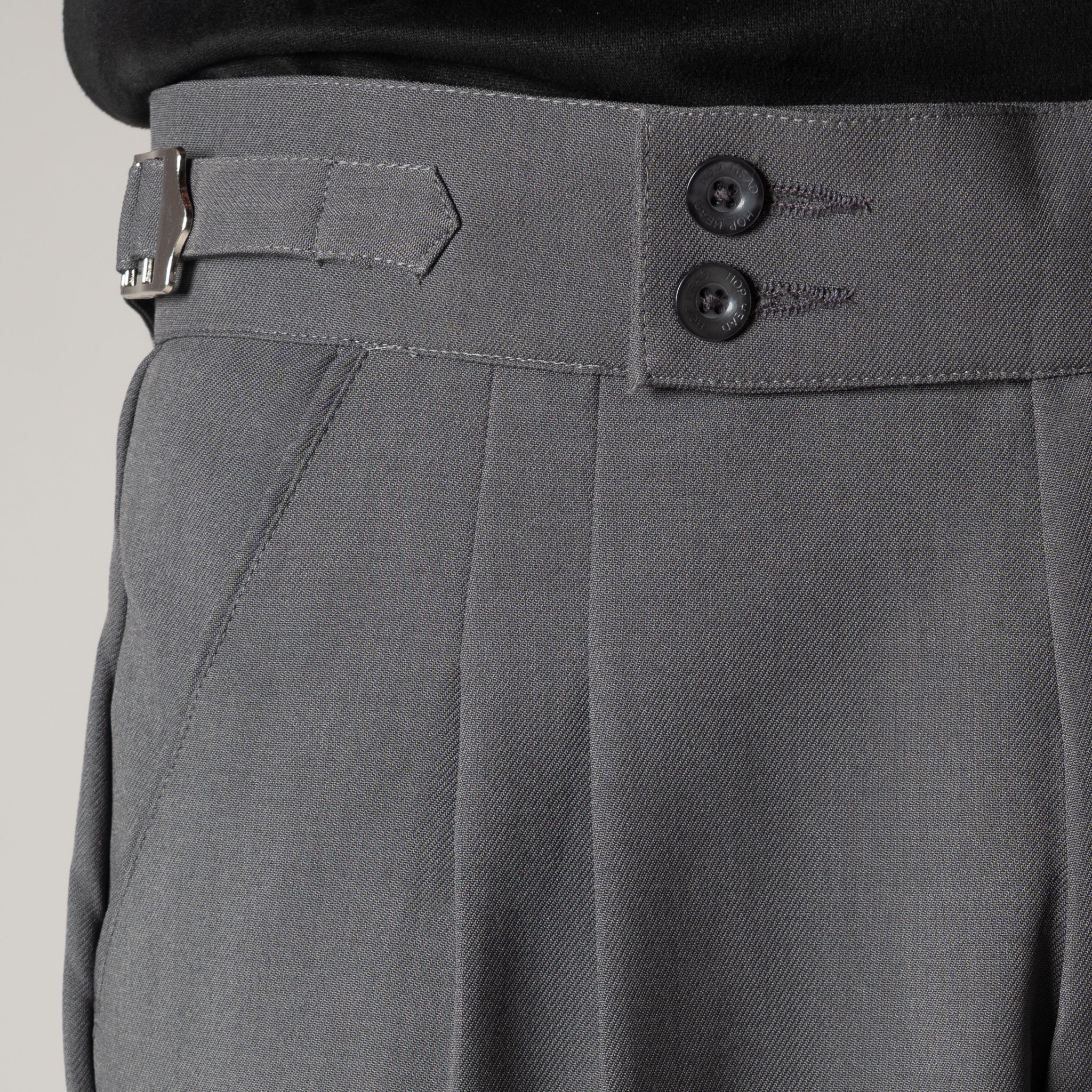 CHARCOAL DOUBLE PLEAT STRAIGHT FIT TROUSER