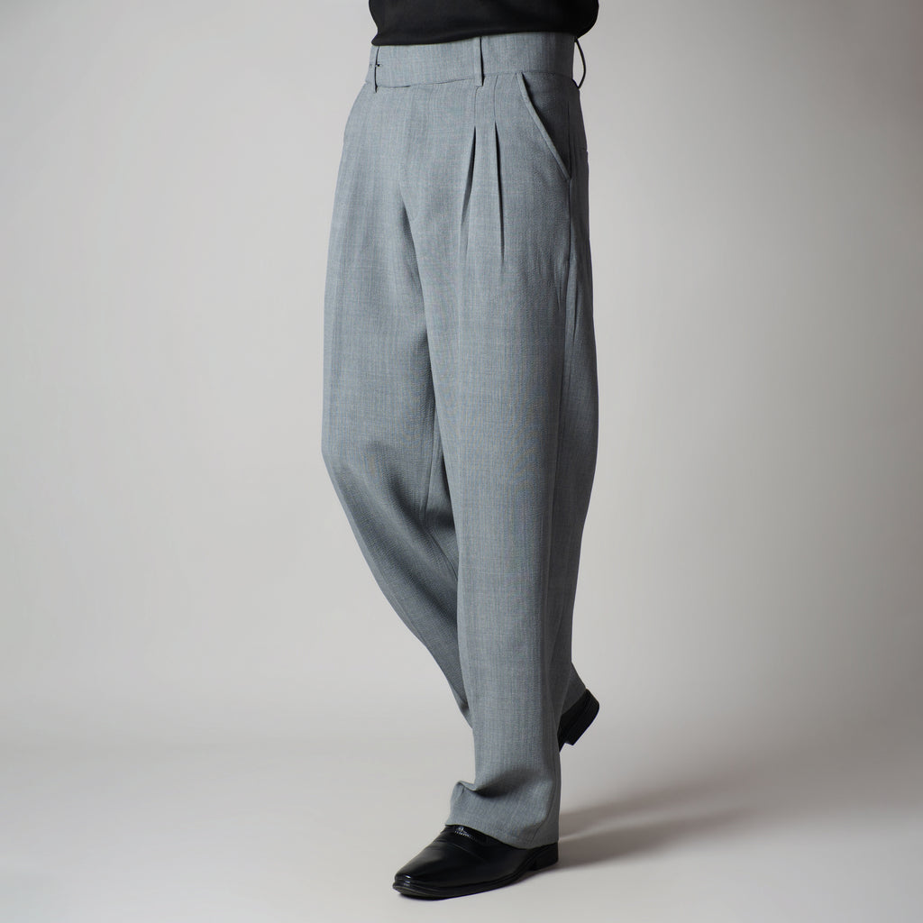 SILVER GREY DOUBLE FLAP TROUSER