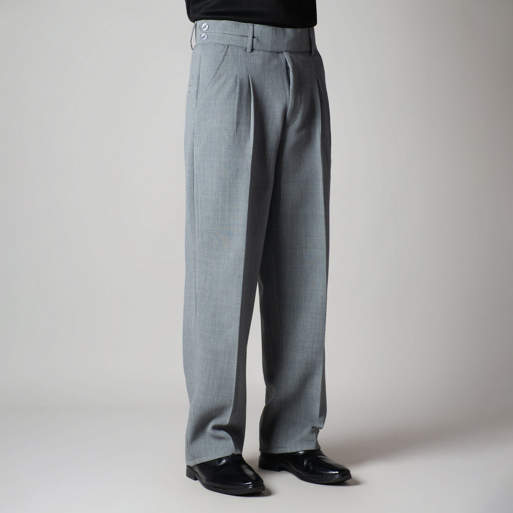 SILVER GREY DOUBLE FLAP TROUSER