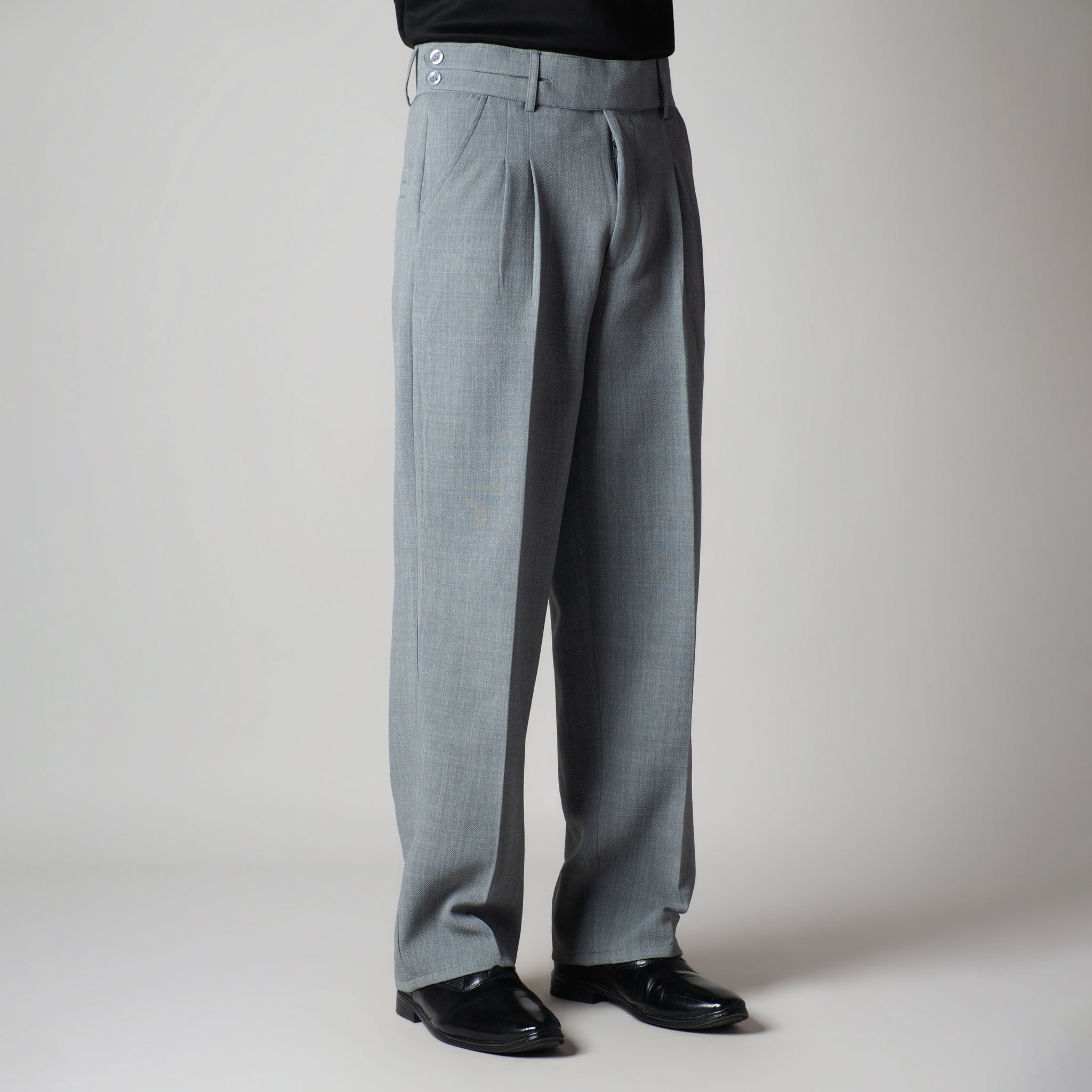 SILVER GREY DOUBLE FLAP TROUSER