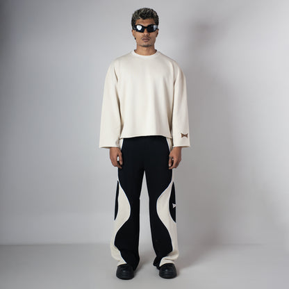 IVORY RAW EDGE SWEATSHIRT