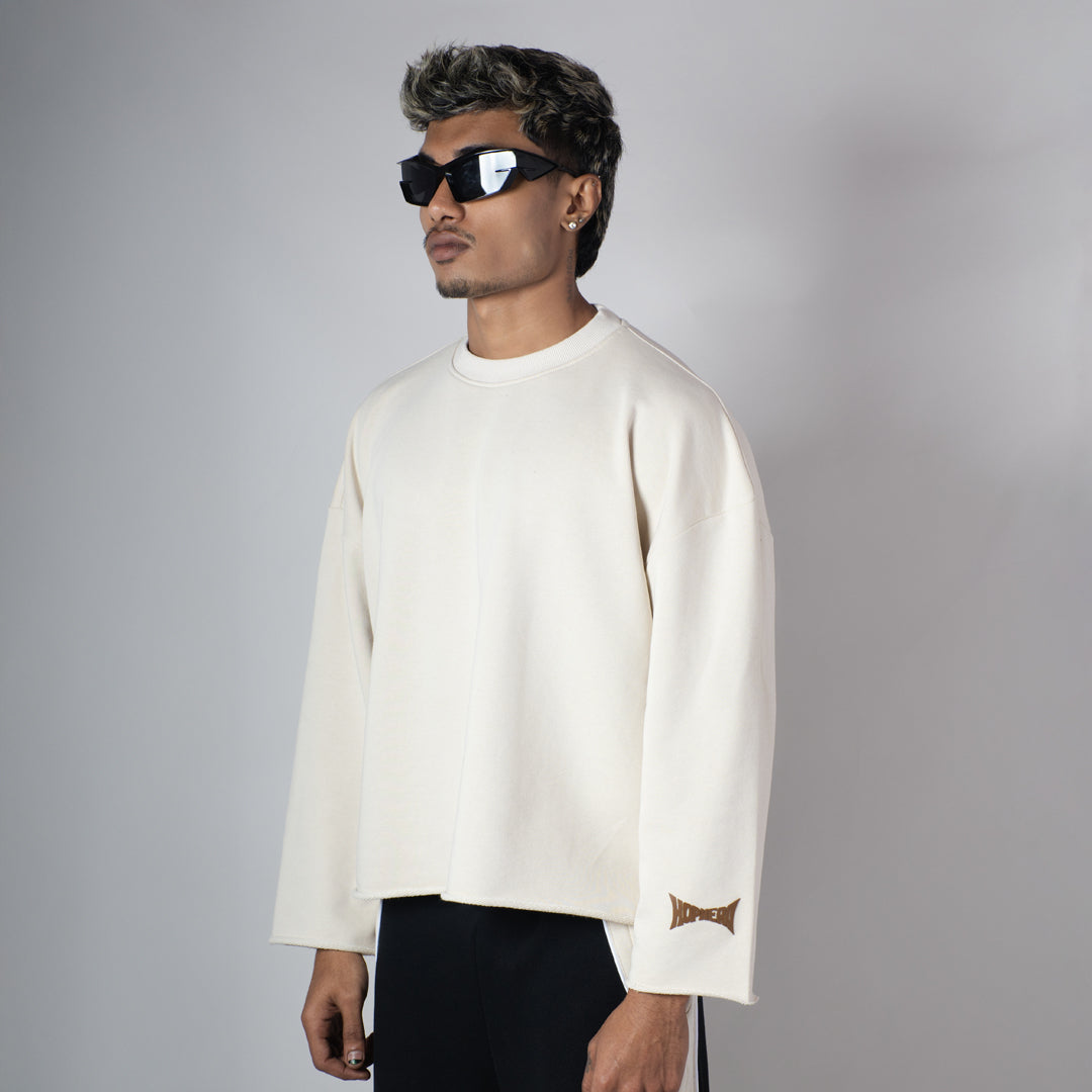 IVORY RAW EDGE SWEATSHIRT