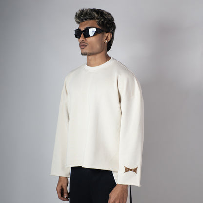 IVORY RAW EDGE SWEATSHIRT