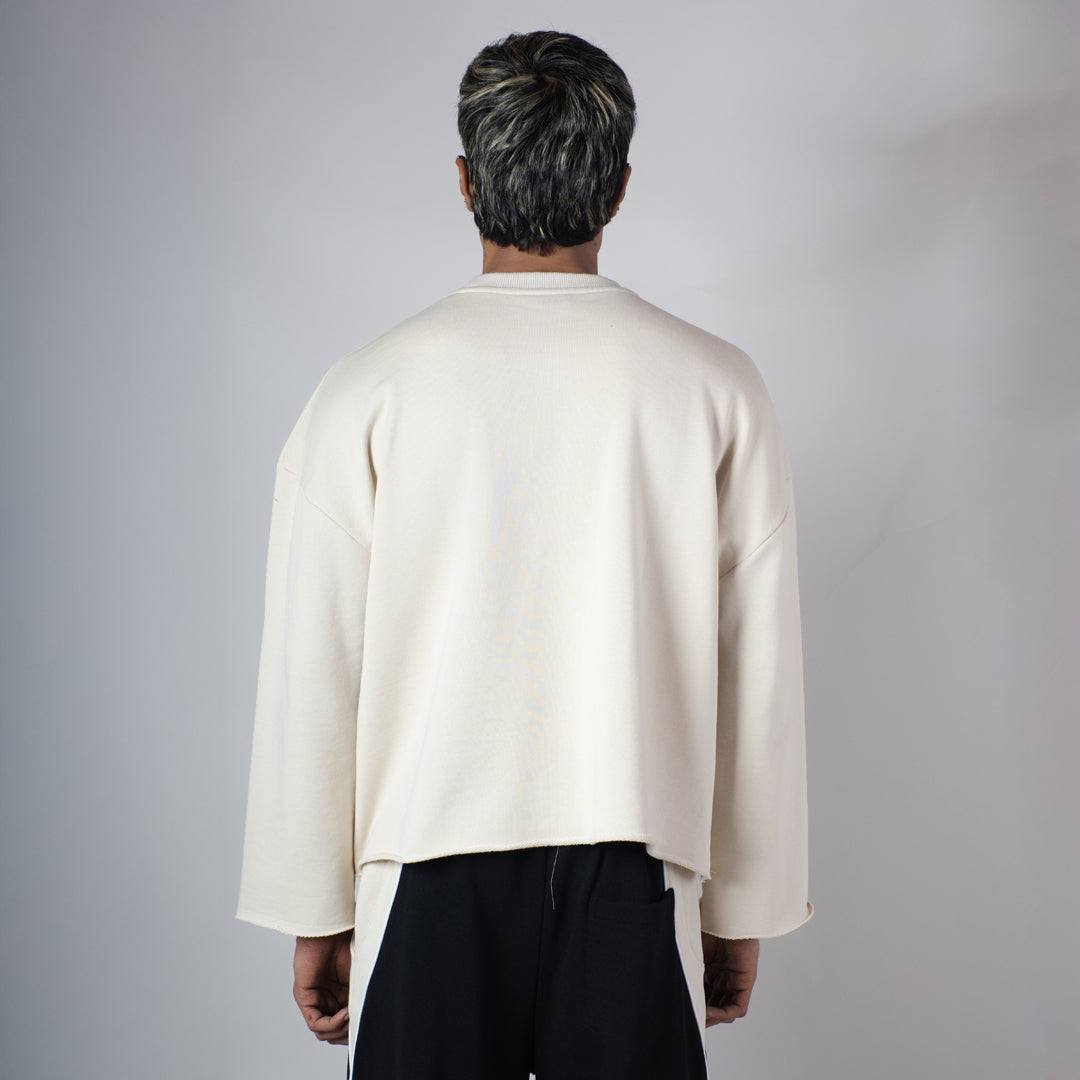 IVORY RAW EDGE SWEATSHIRT
