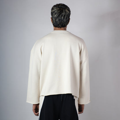 IVORY RAW EDGE SWEATSHIRT