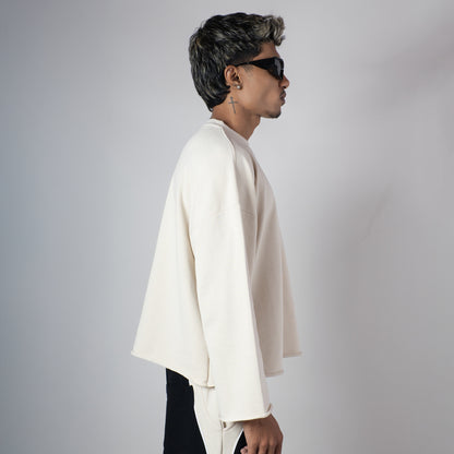 IVORY RAW EDGE SWEATSHIRT