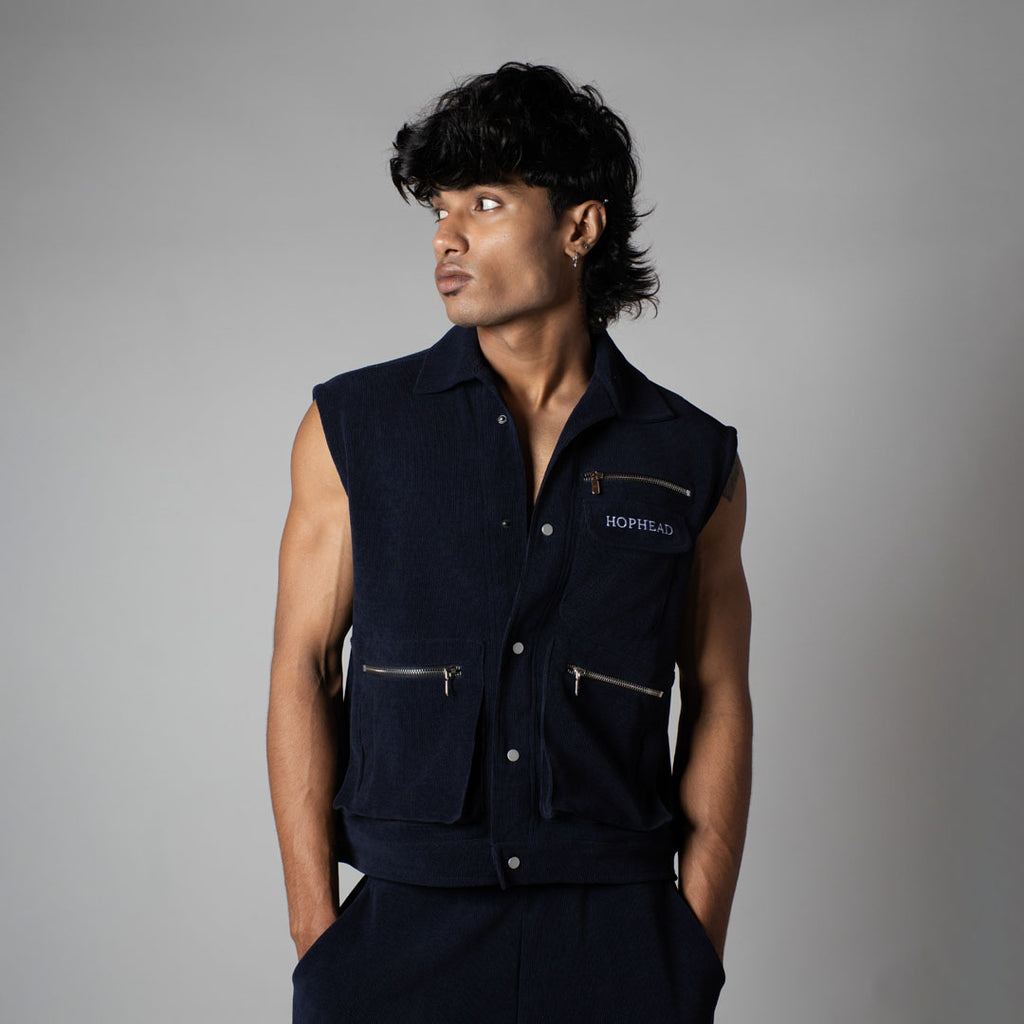 NAVY KNITDRIP UTILITY JACKET
