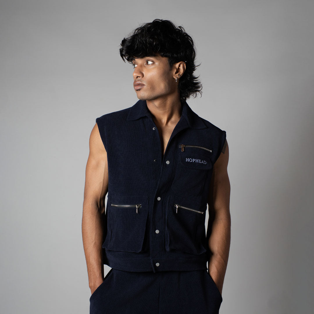 NAVY KNITDRIP UTILITY JACKET