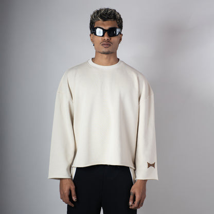 IVORY RAW EDGE SWEATSHIRT