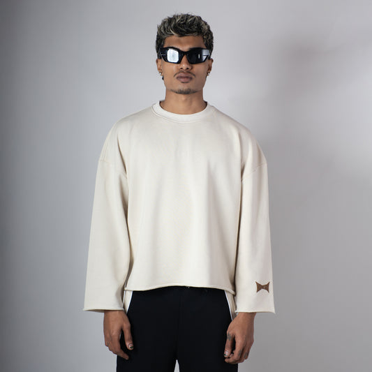 IVORY RAW EDGE SWEATSHIRT