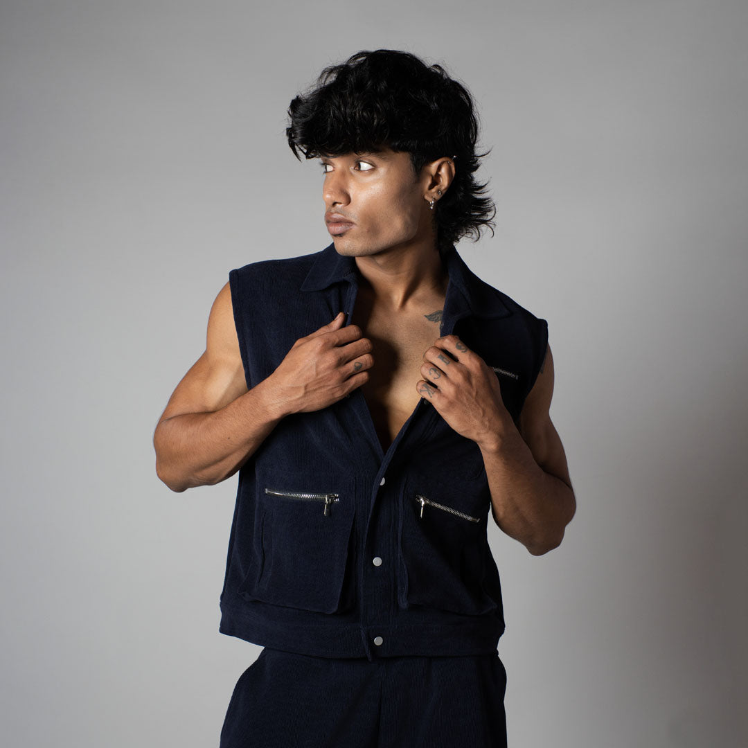 NAVY KNITDRIP UTILITY JACKET