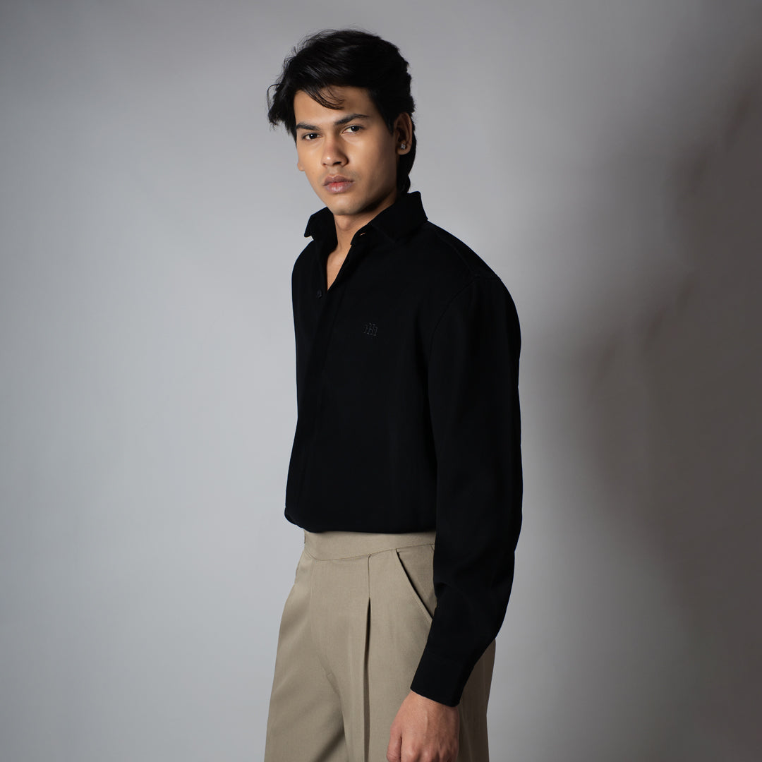 BLACK KOREAN SHIRT