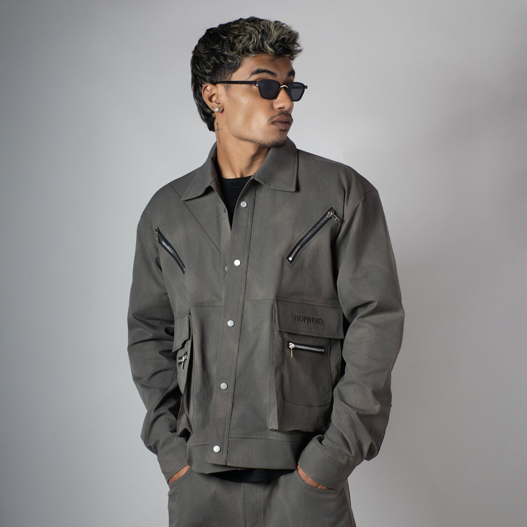 GREY CLOUDRIP POCKET JACKET