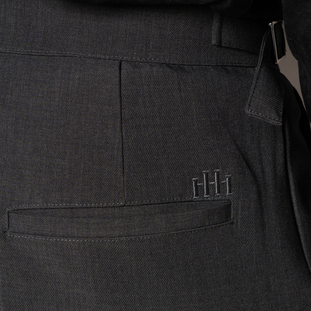 DK. GREY DOUBLE PLEAT STRAIGHT FIT TROUSER