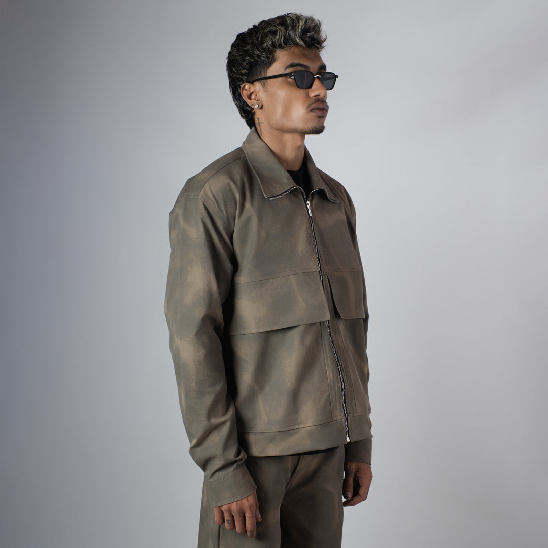 BROWN CLOUDRIP ZIPPER JACKET