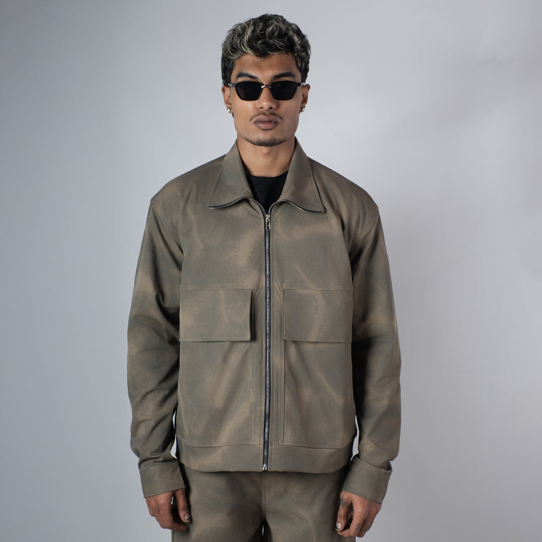 BROWN CLOUDRIP ZIPPER JACKET