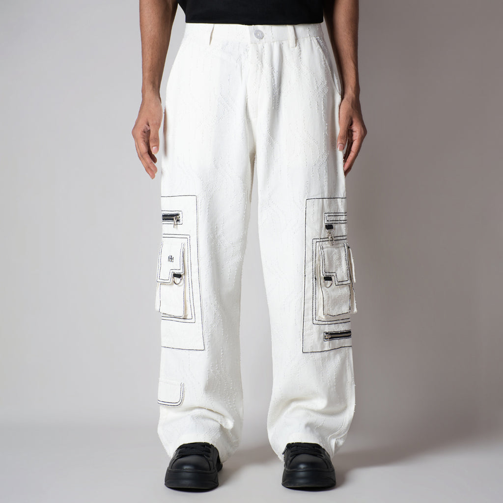 WHITE POCKET DENIM CARGO