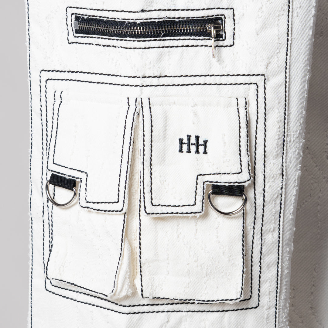 WHITE POCKET DENIM CARGO