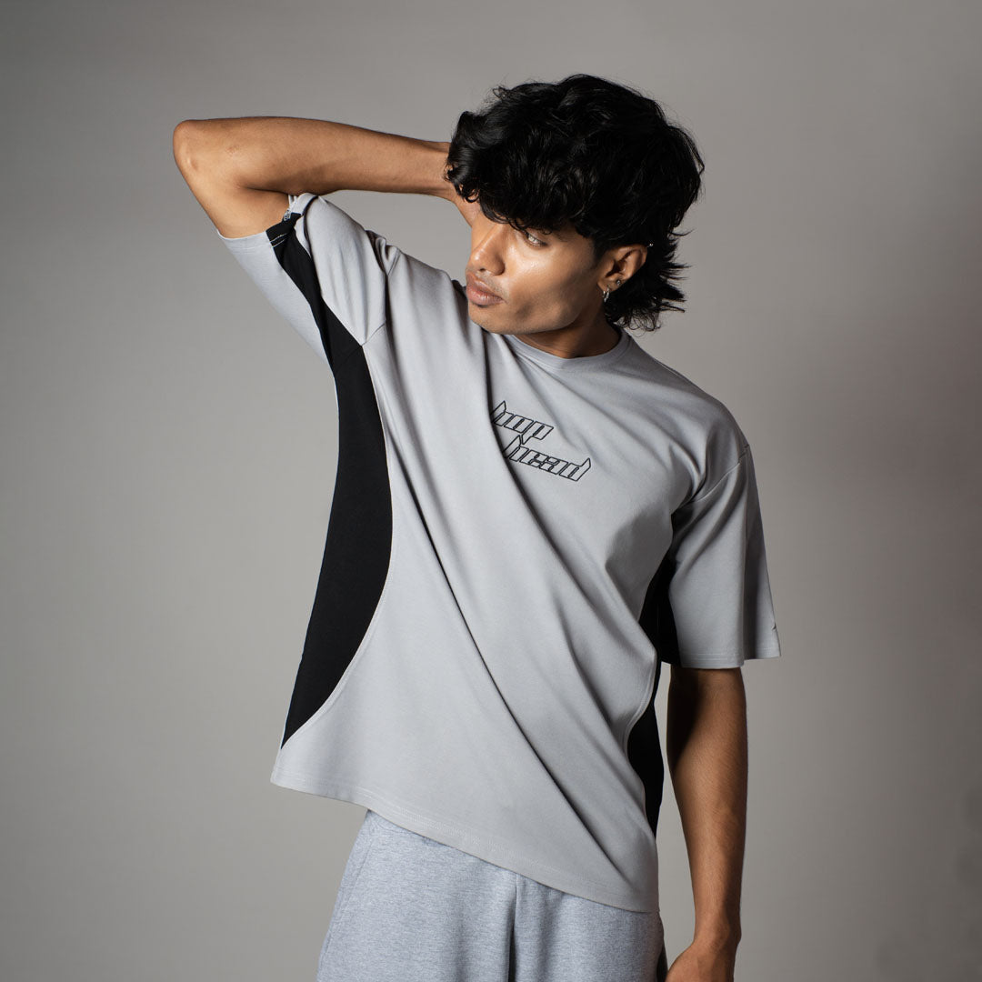 GREY SPLITPANEL T-SHIRT