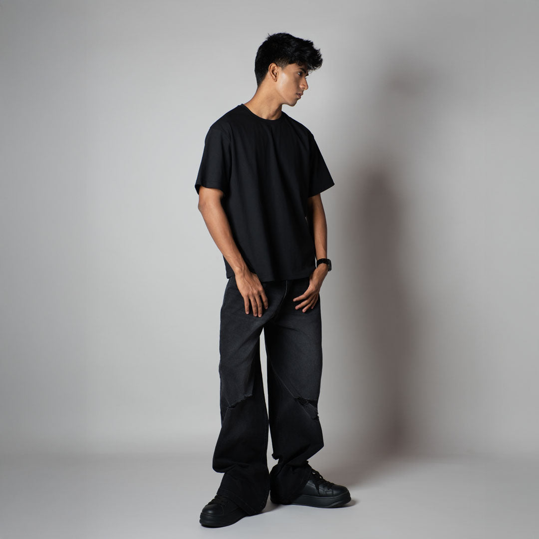 BLACK CREW NECK T-SHIRT