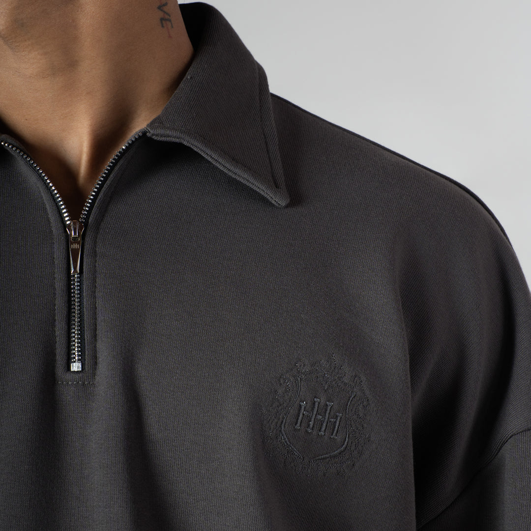 CHARCOAL HALF-ZIPUP PULLOVER POLO
