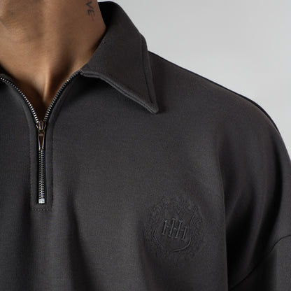 CHARCOAL HALF-ZIPUP PULLOVER POLO
