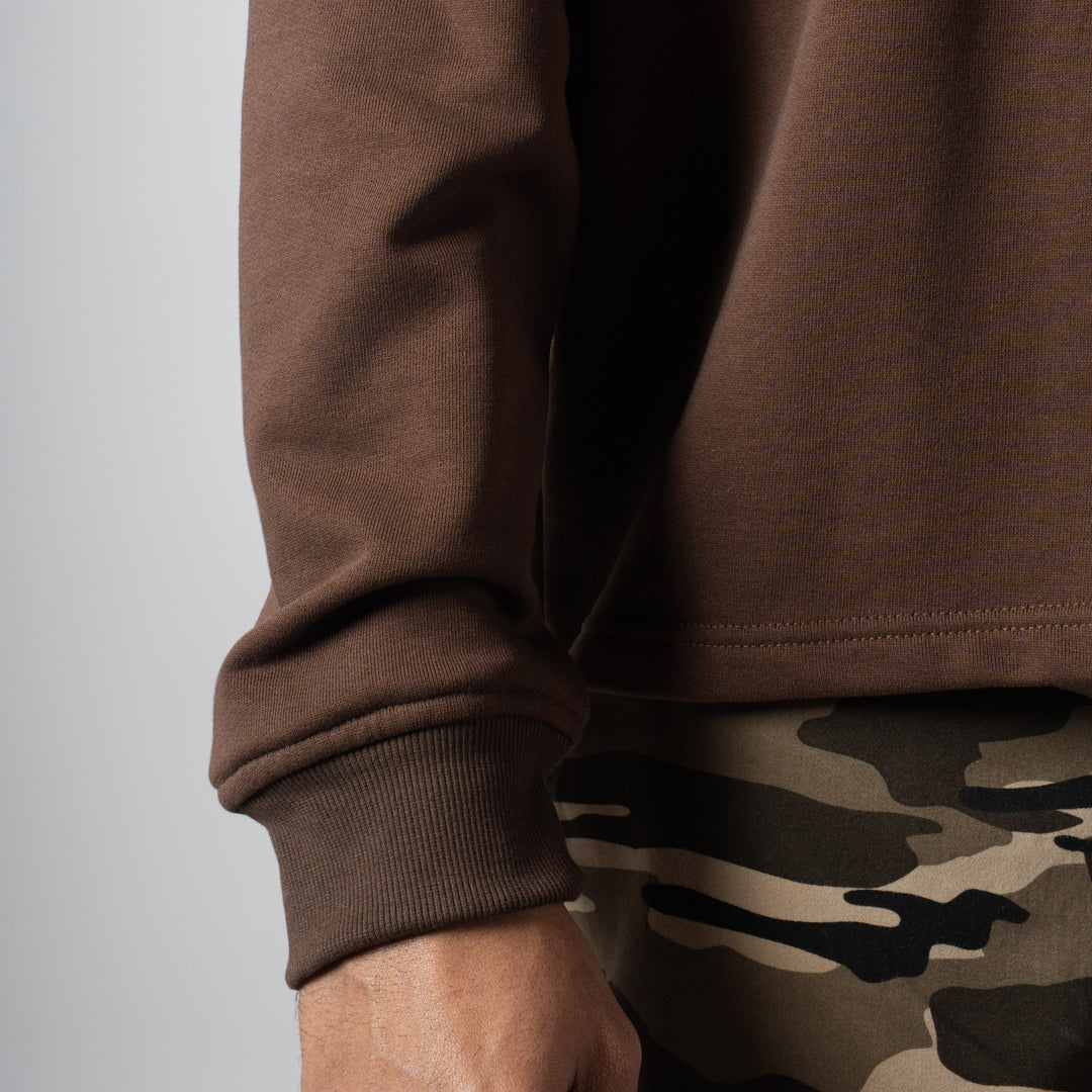 BROWN HALF-ZIPUP PULLOVER POLO