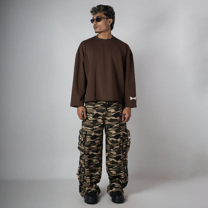 BROWN RAW EDGE SWEATSHIRT