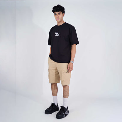 KHAKI UTILITY CARGO OVERSIZED SHORTS