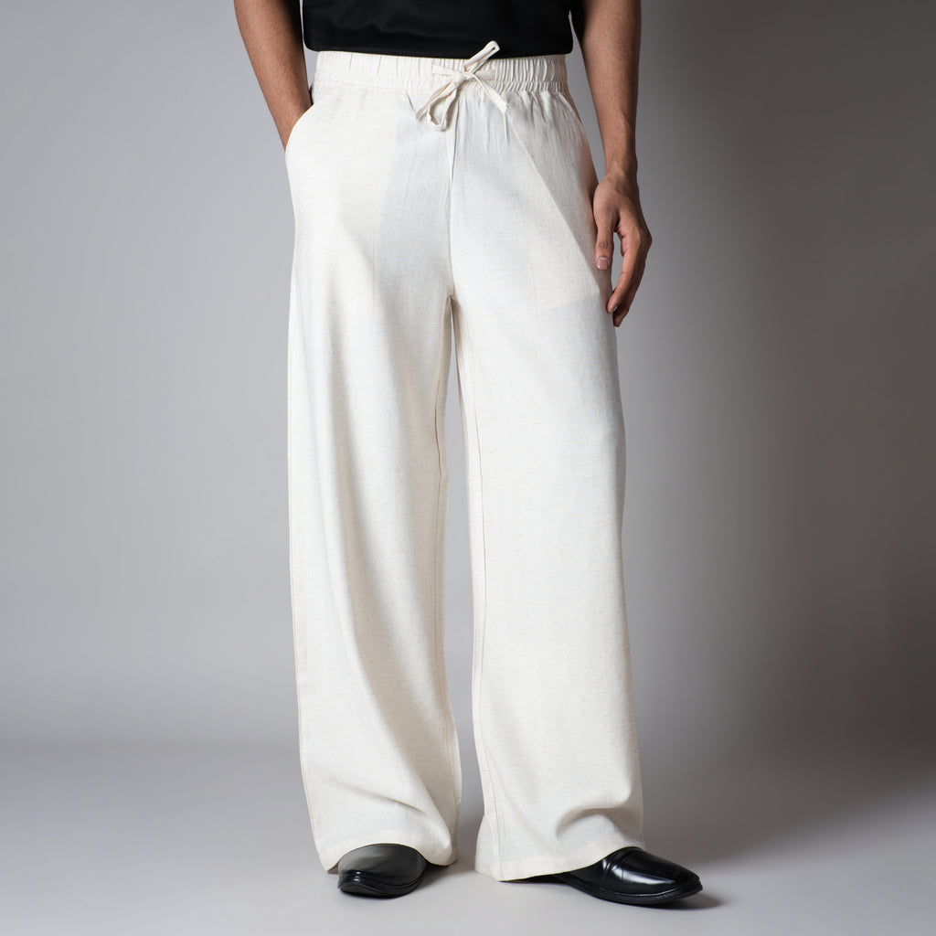 NATURAL LINEN FLOW FABRIC PANT