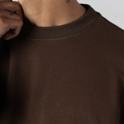 BROWN RAW EDGE SWEATSHIRT